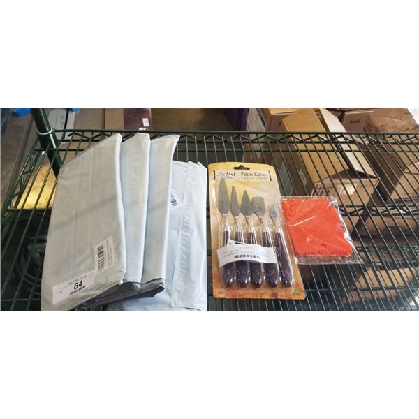 FIVE NEW SETS OF PALETTE KNIVES AND MIXING PLATES RETAIL $100
