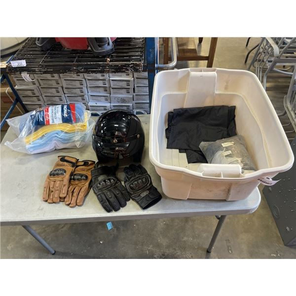 MOTORCYCLE HELMET, GLOVES, MICROFIBER CLOTHS AND MORE