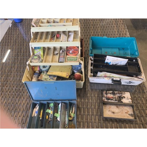 2 TACKLE BOXES AND SMALL ORGANIZERS WITH ASSORTED FISHING CONTENTS