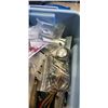 Image 6 : TWO BINS WITH AUTOMOTIVE BULBS AND ELECTRICAL ITEMS, SCREWDRIVERS, PLIERS AND CUTTERS