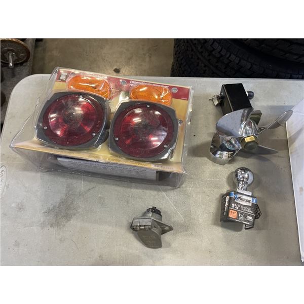 NEW TRAILER LIGHT SET, TRAILER BALL AND PROP HITCH COVER