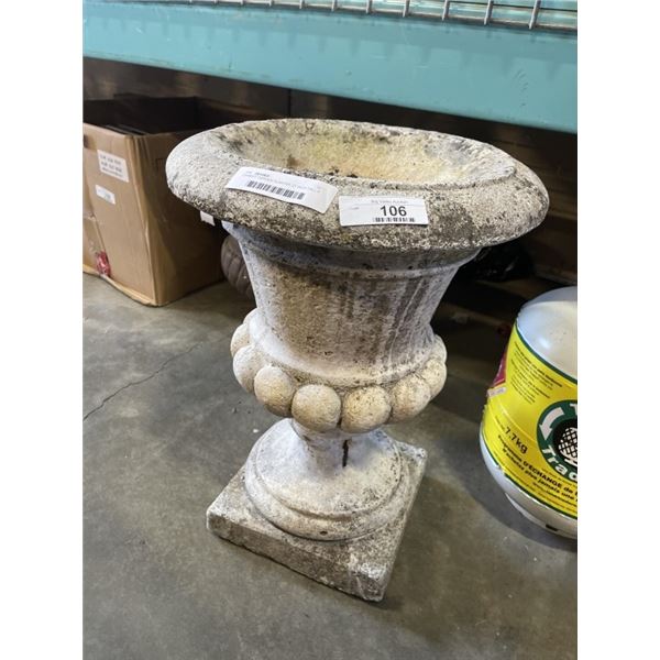 CEMENT GARDEN PLANTER, 21 INCH TALL X 16 INCH WIDE