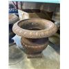 Image 2 : 2 CAST IRON FLOWER URNS, 16 INCH TALL, 16 INCH WIDE