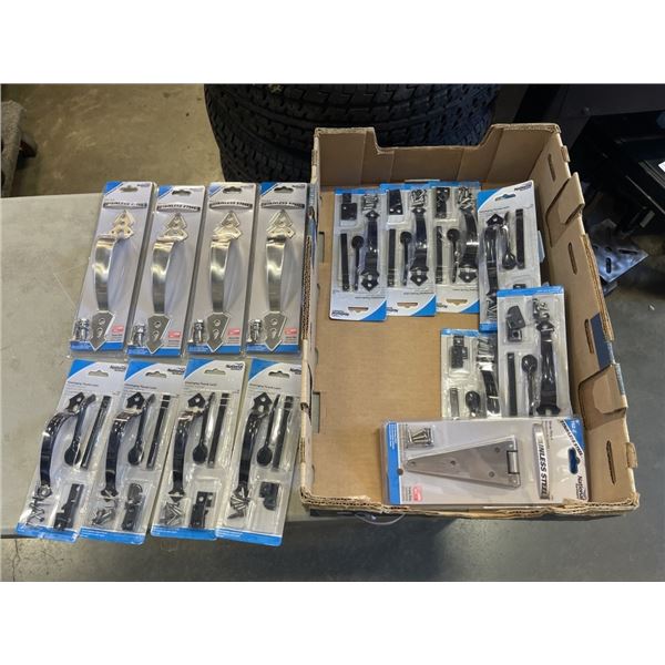BOX OF BRAND NEW FENCE HARDWARE