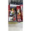 Image 7 : YELLOW METAL TOOL BOX WITH ASSORTED HAND TOOLS AND TOTE WITH MINI PROPANE TANKS, TIMING LIGHT ETC
