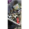 Image 2 : TOTE OF ASSORTED HAND TOOLS, CLAMPS, WRENCHES PRY BAR, PLIERS ETC.