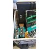 Image 2 : BIN OF HAMMERS AND SAWS WITH CRATE OF DRILL BITS, MAKITA DRILL WITH CHARGER, DRILL ATTACHMENT AND SH