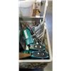 Image 3 : BIN OF HAMMERS AND SAWS WITH CRATE OF DRILL BITS, MAKITA DRILL WITH CHARGER, DRILL ATTACHMENT AND SH
