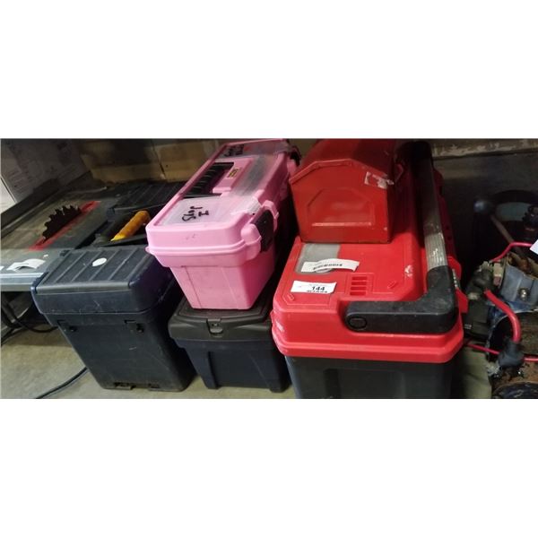 FIVE TOOLBOXES WITH CONTENTS