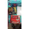 Image 2 : 2 BINS WITH STAPLER AND STAPLES, FASTENERS, SCISSORS, PLIERS ETC
