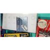 Image 3 : 2 BINS WITH STAPLER AND STAPLES, FASTENERS, SCISSORS, PLIERS ETC