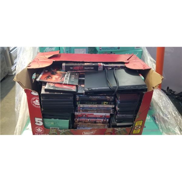 LARGE BOX OD DVDS WITH DVD PLAYER