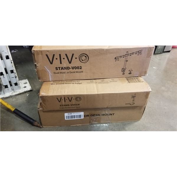 VIVO DUAL MONITOR  ADJUSTABLE DESK MOUNT, SINGLE MOINTOR DESK STAND, AND DUAL MONITOR DESK MOUNT