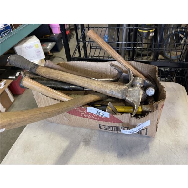 BOX OF ASSORTED HAMMERS