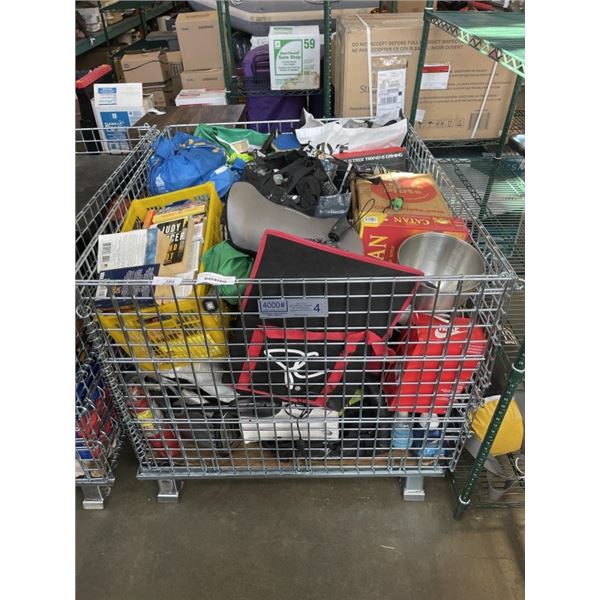PALLET OF ASSORTED GOODS, CONTENTS OF REPOSESSSED VEHICLES, BIN NOT INCLUDED