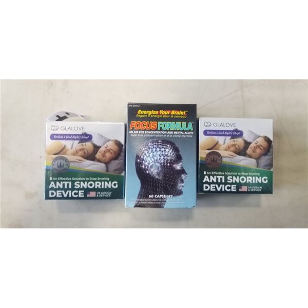 2 NEW GLALOVE ANTI SNORING DEVICES AND FOCUS FORMULA