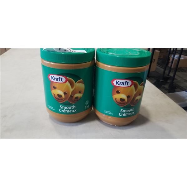 2 NEW KRAFT SMOOTH PEANUT BUTTER, 2KG EACH