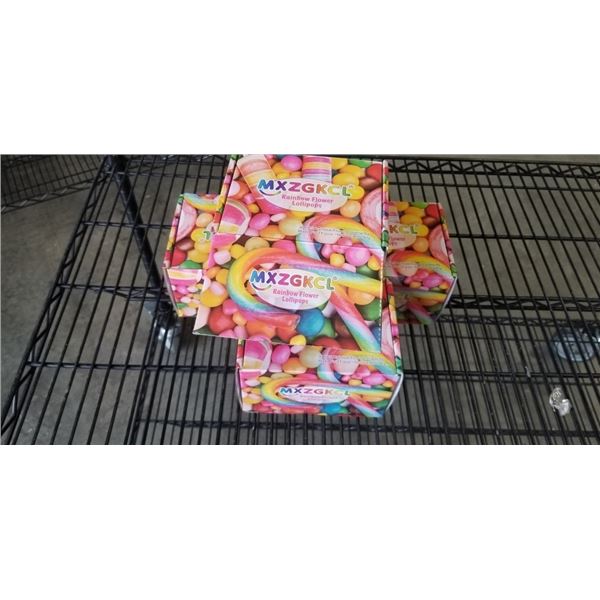 4 BOXES OF RAINBOW FLOWER LOLLIPOPS
