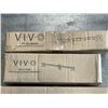 Image 2 : 3 ASSORTED VIVO DUAL MONITOR DESK MOUNTS AND ADJUSTABLE FOOTREST