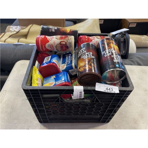 TOTE OF SUGARS, COFFEE MATE ETC