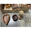 Image 2 : TWO TRAYS OF WOODEN DECCOR ITEMS, CD PLAYER, FAN AND MORE
