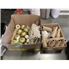 Image 1 : BOX OF DECORATIVE WRAP BOTTLES AND MORE