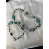 Image 1 : HUGE LENGTH SILVER TONE W/ TURQUOISE STONES NECKLACE