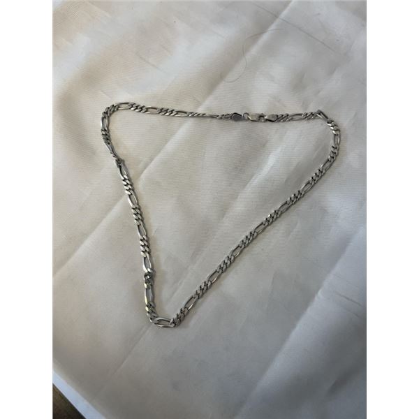 MENS SOLID STERLING SILVER FIGARO CHAIN NECKLACE 23.5G TESTED, MARKED 925 ACPL