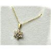 Image 2 : 10KT YELLOW GOLD CZ FLOWER SHAPE PENDANT WITH GOLD PLATED STERLING SILVER CHAIN, RETAIL $350.00.