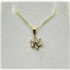 Image 3 : 10KT YELLOW GOLD CZ FLOWER SHAPE PENDANT WITH GOLD PLATED STERLING SILVER CHAIN, RETAIL $350.00.