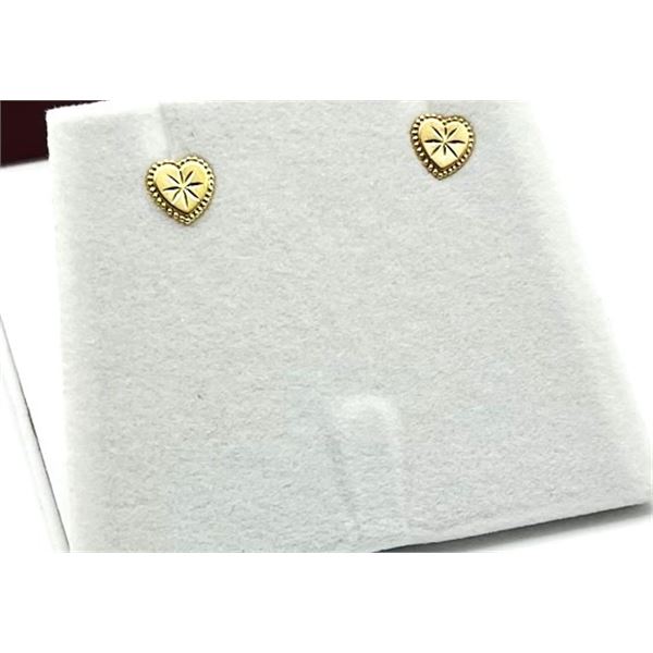 10KT YELLOW GOLD HEART SHAPE EARRING, W/A $320