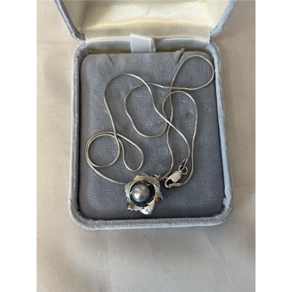 EXTRA LENGTH 925 STERLING SILVER ITALY CHAIN WITH GENUINE PEARL PENDANT NECKLACE