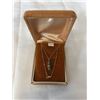 Image 1 : GOLD W/ 3 GREEN JADE STONES PENDANT NECKLACE, CLASP MARKED GF