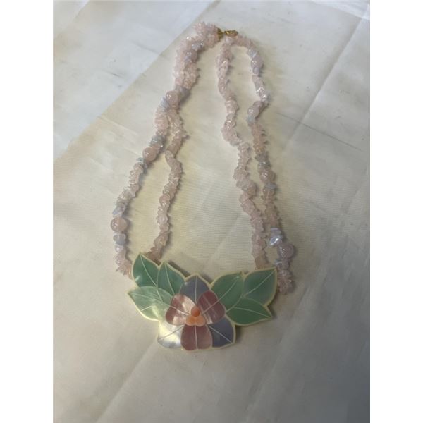 GENUINE NATURAL ROSE QUARTZ STONE NECKLACE