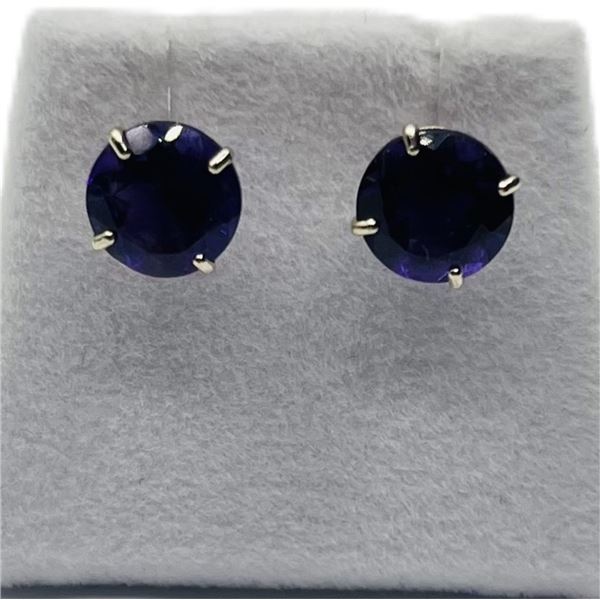 14KT WHITE GOLD NATURAL AMETHYST EARRINGS,RETAIL $450.00. AMETHYST IS THE BIRTHSTONE FOR FEBRUARY.