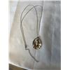 Image 1 : SILVER TONE FRAMED MOTHER OF PEARLPENDANT WITH WITH EXTRA LENGTH CHAIN