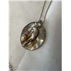 Image 2 : SILVER TONE FRAMED MOTHER OF PEARLPENDANT WITH WITH EXTRA LENGTH CHAIN
