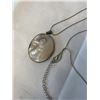 Image 3 : SILVER TONE FRAMED MOTHER OF PEARLPENDANT WITH WITH EXTRA LENGTH CHAIN