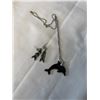 Image 1 : SILVER TONE W/ ALBEONE INLAID HAIDA DESIGN PENDANT WITH CHAIN AND PAIR OF EARRINGS