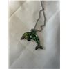 Image 3 : SILVER TONE W/ ALBEONE INLAID HAIDA DESIGN PENDANT WITH CHAIN AND PAIR OF EARRINGS