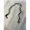 Image 1 : IVORY BONE W/ ABALONE SHELL INLAID BEAR CLAW PENDANT ON CORD NECKLACE