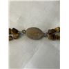 Image 3 : DOUBLE STRAND CARVED TIGERS EYE BEADED NECKLACE W/ ORIGINAL SLVER CLASP