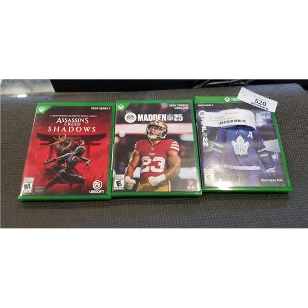 3 AS NEW XBOX X GAMES