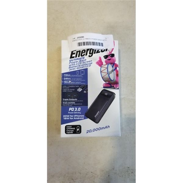 ENERGIZER ULTIMATE POWER BANK WITH LCD SCREEN 20,000MAH