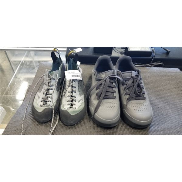 FOX BIKING SHOES AND LA SPORTIVA CLIMBING SHOES, BOTH SIZE 7.5