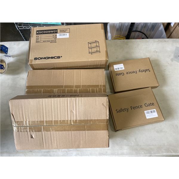 SONGMICS STORAGE TROLLEY, 2 PLASTIC SHELVES AND 2 SAFETY GATES