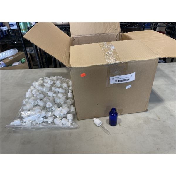 CASE OF NEW 50ML GLASS BOTTLES WITH DROPPER LIDS