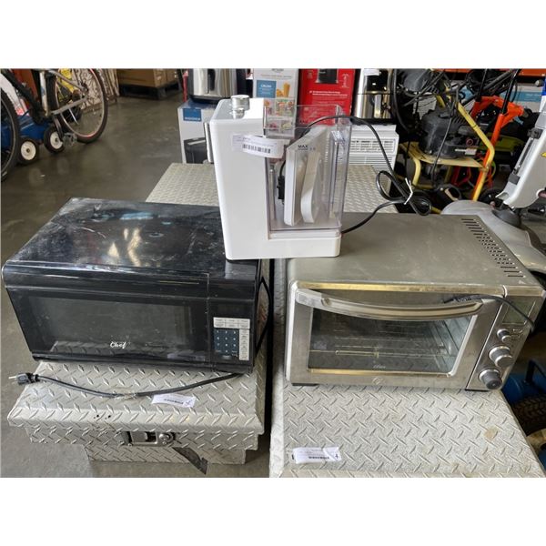 MASTERCHEF MICROWAVE, LINK LIFE COFFEE MAKER AND OSTER TOASTER OVEN
