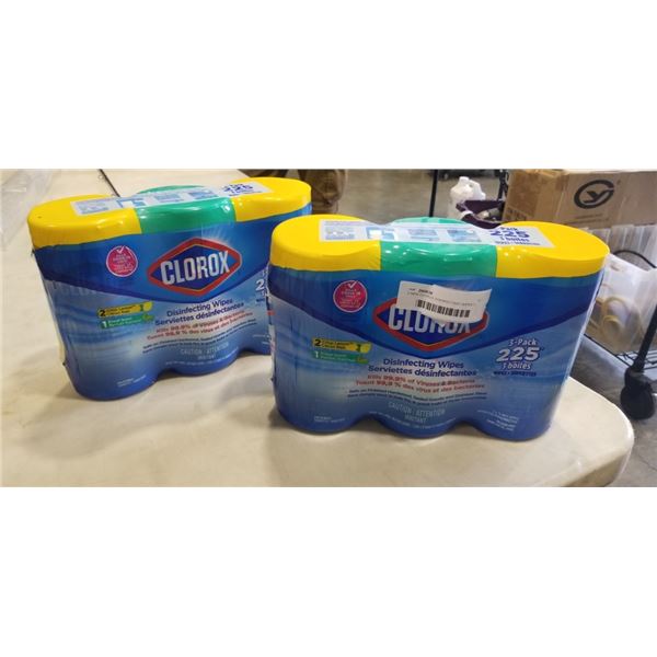 2 NEW CLOROX DISINFECTANT WIPES 3 PACK, LEMON AND FRESH SCENT