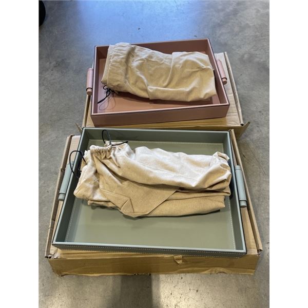 2 NEW 15" X 12" HANDMADE LEATHER TRAYS